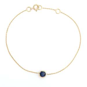 14K Blue Sapphire Pear Cut Tennis Bracelet Rose Gold & Rhodium Plated Dainty Chain - Product Image 3
