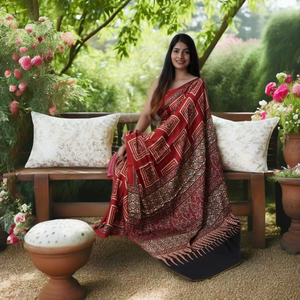 Sari de Seda Modal Premium para Mujer, Suave y Ligero, para Fiestas Tradicionales - Product Image 1