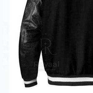Veste d'hiver en cuir pour homme à prix avantageux, différentes couleurs, manches en cuir, veste de style Letterman respirante - Product Image 6