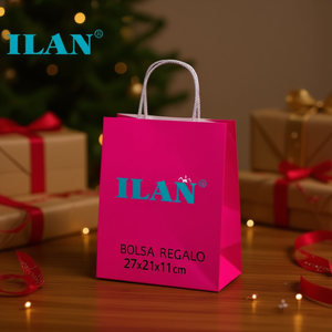 Sacchetto regalo Ilan 27x21x11 cm, sacchetto di carta rosa per regali - Product Image 3