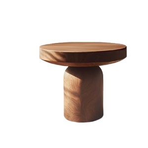 Modern <b>Walnut</b> Coffee <b>Table</b> Round Top Minimalist Design Handmade Modular Living Room Layouts Their Sculptural Silhouettes Decor - Product Image 2