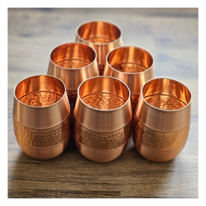 Bicchiere in rame puro, fatto a mano, a forma di barile, martellato, anti-corrosione, tazza ayurvedica <span class=keywords><strong>per</strong></span> bere, <span class=keywords><strong>per</strong></span> casa e hotel - Product Image 5