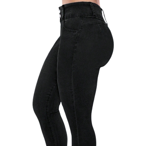 Jeans de Mezclilla Negros de Cintura Alta, Ajustados, Largos, Transpirables, de Algodón y Elastano, Pantalones Casuales para Mujer, Estilo Otoño 2026 - Product Image 3