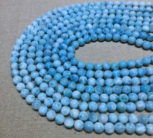 Perles de cristal bleu naturel |   Azurite, Malachite, Agate bleue dentelle, Larimar |   Perles de pierres précieuses de guérison de 6 mm et 8 mm pour la fabrication de bijoux - Product Image 3