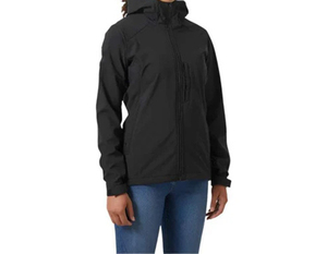 Women Black <b>Soft</b> <b>Shell</b> <b>Jacket</b> <b>Hooded</b> Zipper Closure Wind Resistant Regular Fit All Seasons Outdoor Wear Premium quality - Product Image 2