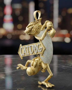 จี้กระรอกแบบ Iced Out เงินแท้ 925 ชุบทอง จี้ฮิปฮอป แร็ปเปอร์ เครื่องประดับการ์ตูน จี้โมอิสซาไนต์ VVS แบบสั่งทำพิเศษสำหรับผู้ชาย - Product Image 1