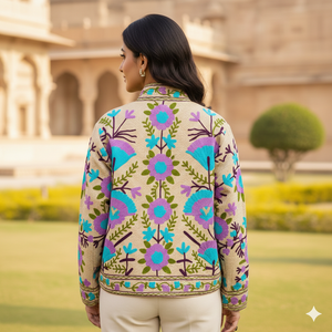 Chaqueta de Invierno Reversible con Bordado Suzani, Manga Larga, Ecológica, Talla Única, para Fiestas - Product Image 2