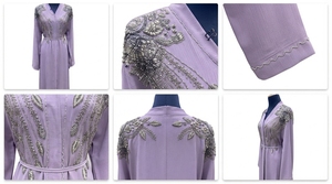 Vestido Abaya Bordado de Manga Larga para Mujer Musulmana, de Alta Calidad, Ligero, de Poliéster, para Primavera - Product Image 6