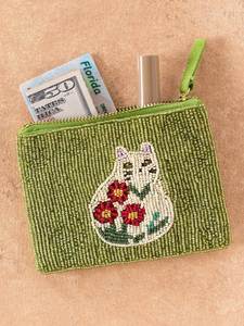 Pulsera con cuentas con diseño de gato y flores, cierre de cremallera, estilo lindo hecho a mano, uso diario, cuentas de vidrio verdes - Product Image 1