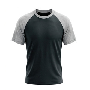 Two Tone Contrast Sleeve High Quality 100% Cotton Custom <b>Design</b> Breathable Quick-Dry Workout Top With Custom Logo - Product Image 2
