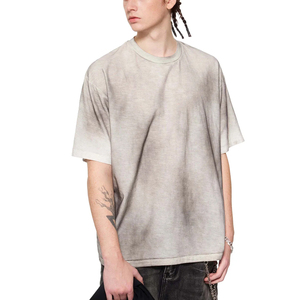 เสื้อยืดแขนสั้นโอเวอร์ไซส์ผู้ชาย คอกลม สีพื้น ลายมัดย้อม สไตล์ลำลอง เป็นมิตรกับสิ่งแวดล้อม ผ้าฝ้ายเจอร์ซีย์ถัก 100% ทรงพอดีตัว - Product Image 4