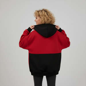 2026 Latest Design Solid Red Black Color Pullover Hoodies Long Sleeve Outdoor Wear <b>Drop</b>-Shoulder Breathable Hoodies for Woman - Product Image 6