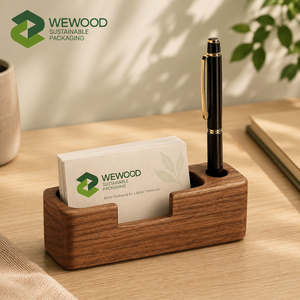Organizador de Escritorio de Madera de Nogal Sólido de Primera Calidad, Porta Tarjetas de Visita con Ranura para Bolígrafo para Escritorio de Oficina - Product Image 5