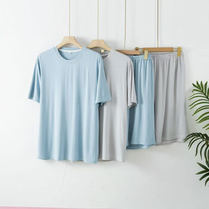 Ensemble décontracté pour homme en tricot à col rond à manches courtes respirant et ample, 93% fibre de bambou, 7% élasthanne - Product Image 2