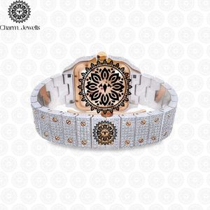 Charm_Jewells Luxury Rectangle Case <b>Diamond</b> Encrusted Hollow Dial Analog Women's Fashion Bracelet - Product Image 4