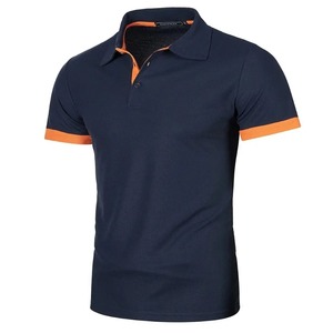 Chemise à manches courtes bleu marine pour homme, 100% polyester, tricot piqué respirant, couleur unie, coupe décontractée, col boutonné - Product Image 5