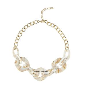 Collar de Gargantilla Geométrico de Resina Acrílica, Collar de Eslabones Gruesos, Estilo Vintage, Hecho a Mano, Ajustable, Joyería Coleccionable para Mujer - Product Image 1