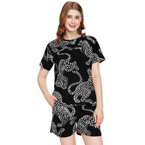 Women 2 Piece Solid Printed Summer <b>Twin</b> <b>Set</b> with White Top Short 100% Cotton Matching Casual Wear - Product Image 5