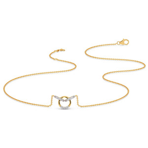 Collar circular con diamantes y diseño de brazos gemelos brillantes y centro abierto - Product Image 3