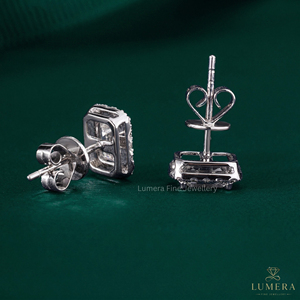 Custom Emerald Cut Lab Grown Diamond Cluster <b>Earrings</b> <b>Fine</b> 18k Solid Gold Jewelry OEM ODM Service Minimalist Unisex Party - Product Image 5