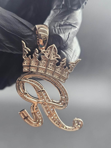 Moissanite Crown <b>Initial</b> Pendant Iced Out Custom Jewelry Luxury <b>Silver</b> Hip Hop Statement <b>Necklace</b> Gift - Product Image 6