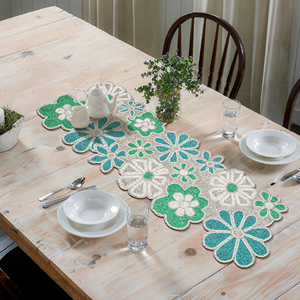 ผ้าปูโต๊ะสีทึบสำหรับงานแต่งงานงานเลี้ยงวันเกิดผ้าคาดโต๊ะประดับด้วยลูกปัดดีไซน์ล่าสุด - Product Image 5