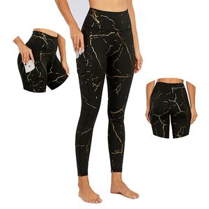 เลกกิ้งผ้ายืดสี่ทางสำหรับผู้หญิงเลกกิ้งออกกำลังกายเอวสูงใส่เล่นโยคะฟิตเนสและโยคะสินค้าออกใหม่ - Product Image 4