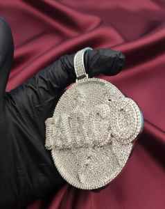 Colgante de disco redondo con letras personalizadas de moissanita, estilo hip hop, para fiestas, de plata de ley 925, joyería fina, colgantes y dijes. - Product Image 4