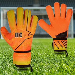 Gants de gardien de but de football en latex allemand orange de qualité supérieure, design personnalisé, avec 4 mm de latex allemand sur la face avant et coupe négaative. - Product Image 4