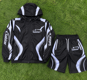 Custom Men’s Tracksuit Set Black & <b>White</b> Windbreaker Jacket Shorts <b>2</b> <b>Piece</b> Sportswear Jogging Suit Sublimation Training Outfit - Product Image 6