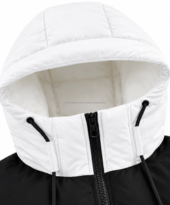 Chaqueta Acolchada Casual de Invierno para Hombre, Blanca, con Capucha, Cierre de Cremallera, Resistente al Viento, Relleno de Algodón Ecológico, Corte Regular - Product Image 4