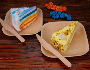 Assiettes en feuilles de palmier de haute qualité pour la sécurité alimentaire avec ensemble de couverts pour la table, cuillère pour les tout-petits, écologiques, naturelles, biodégradables, jetables - Product Image 1