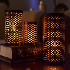 Dual Tone set of 3 votive candle holders of 3 New design Black finish <b>metal</b> votive candle holders 8 Inch height - Product Image 1