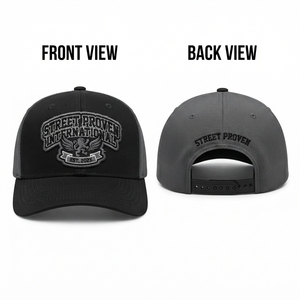 Custom 5-Panel <b>Navy</b> Royal Blue 280 GSM Heavy Canvas Adjustable Trucker <b>Hat</b> 3D Raised Puff Flat Embroidered Logo Cap Four Seasons - Product Image 6