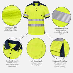 Polo de Trabajo de Alta Visibilidad Personalizado de Fábrica, Ropa de Trabajo de Poliéster Transpirable, Ropa de Trabajo Duradera de Secado Rápido, Fabricante de Ropa de Trabajo - Product Image 3