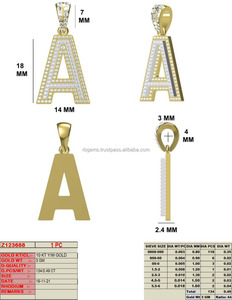 Unisexual <b>Customized</b> New Arrival Yellow Gold Lab Grown Moissanite Rhodium Plated IGI Certified Filled Brilliant Cut Pendant <b>Name</b> - Product Image 3