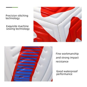 Balón de Fútbol Rojo, Blanco y Azul, Diseño de Paneles Resistente al Desgaste, Balón de Entrenamiento Juvenil, Logotipo Personalizable - Product Image 3
