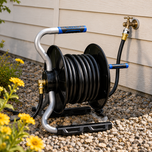 Enrouleur de tuyau d'arrosage portable, support de rangement robuste pour tuyau d'eau avec raccords en laiton anti-fuite pour jardin et terrasse ODGGAD002 - Product Image 1
