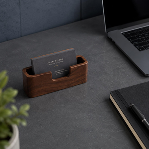 Handcrafted Wooden Business Card Holder for Desk Rooms <b>Home</b> Offices Trade Shows Office Accessory Professional <b>Gift</b> Decor - Product Image 1