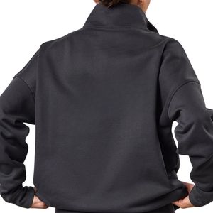 Sweat-shirt à col montant gris foncé pour femme, coupe oversize, manches longues, style streetwear décontracté, toucher doux, pour le quotidien - Product Image 4