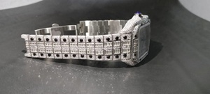 Reloj de Lujo para Hombre con Números Romanos, Plateado, Cuadrado, Automático, con Diamantes Baguette y Moissanita, Estilo Hip Hop Vintage - Product Image 4