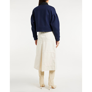 Chaqueta recortada de lana para mujer, chaqueta de béisbol con hombros caídos y bolsillo con solapa y botones para mujer - Product Image 4