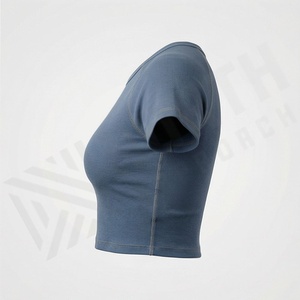 เสื้อครอปท็อปผ้าฝ้ายสีพื้นแบบกำหนดเองสำหรับผู้หญิง เสื้อแขนยาวสไตล์สตรีทแวร์ ออกกำลังกาย ฟิตเนส ยิม แอคทีฟแวร์ - Product Image 3