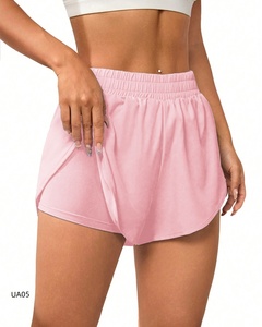 High Waist Asymmetric Mesh Solid Blue Yoga <b>Shorts</b> Seamless Four-Way Stretch Fitness Workout Gym Wear Women's <b>Leggings</b> 220g - Product Image 1