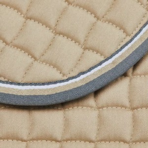 Tapis de selle matelassé beige avec bordure rayée en microfibre, doux, respirant, séchage rapide, qualité supérieure, vente en gros - Product Image 6