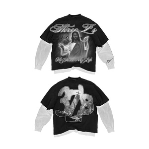 เสื้อยืดคอตตอนสั่งทำพิเศษ สไตล์วินเทจ โอเวอร์ไซส์ พิมพ์ลาย DTG เสื้อสตรีทแวร์ แขนยาวสองชั้น ทรงบ็อกซี่ - Product Image 3