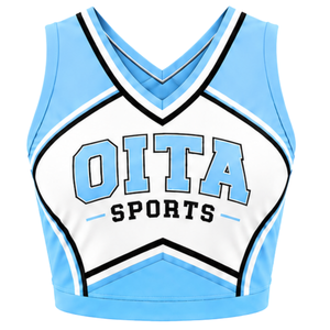 Ensemble uniforme de cheerleading bleu ciel : Crop top et jupe plissée pour compétition de danse d'équipe, tenue de performance sportive - Product Image 3