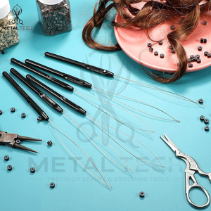 Custom Logo Stainless Steel Hair Extension Pulling Loop Needle Hook Tool For Micro <b>Beads</b> <b>Silicone</b> Rings Hair Styling Tools - Product Image 6