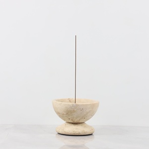 Quemador de incienso de piedra travertino natural, soporte decorativo, textura rústica, recipiente de piedra hecho a mano, decoración minimalista, el mejor. - Product Image 6