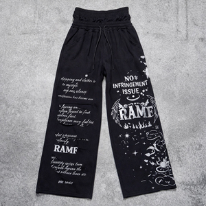 Custom Streetwear Men's <b>Pants</b> Printing Flared Double Waist Sweatpants Heavyweight Distressed Baggy Straight Wide Leg Sweat <b>Pants</b> - Product Image 4